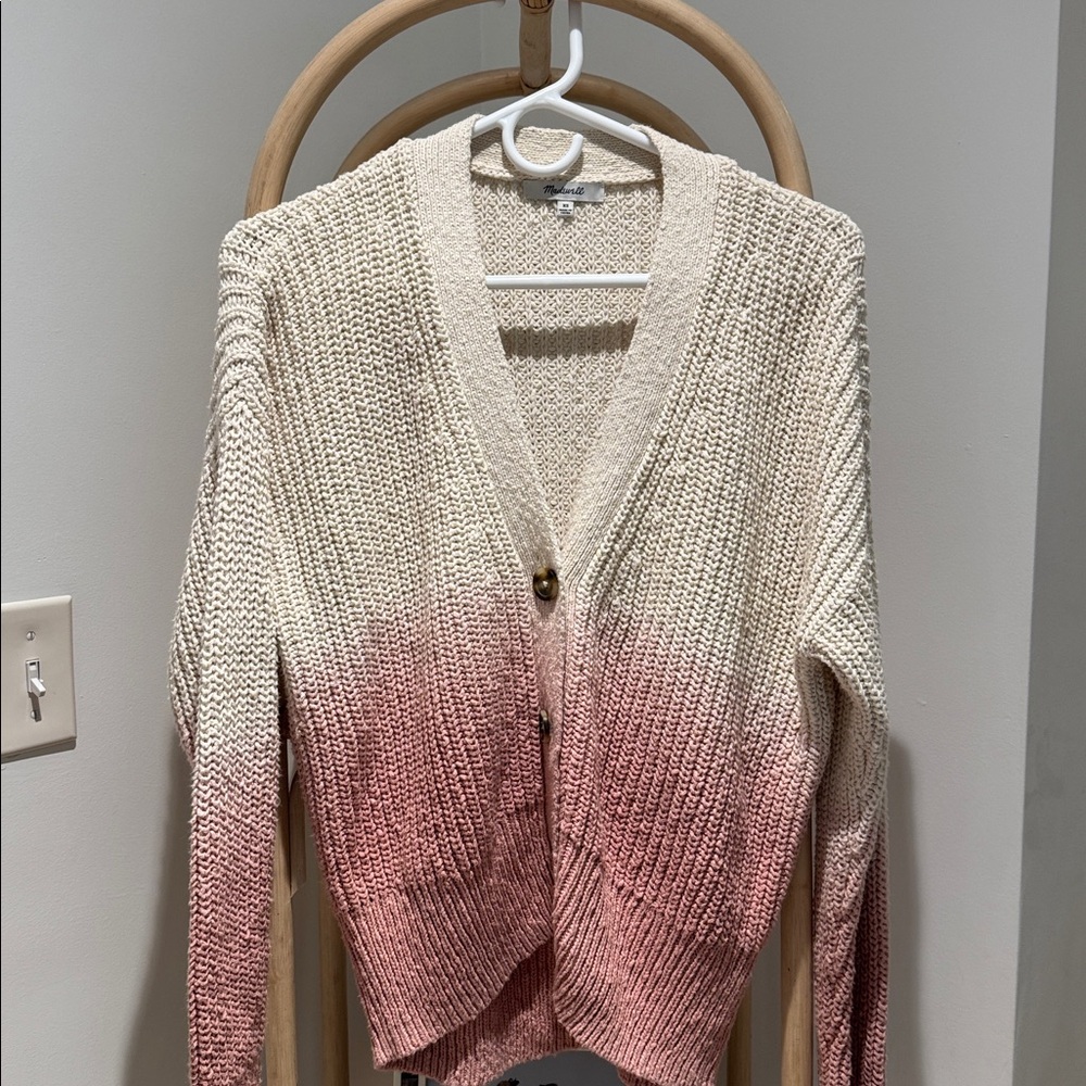 Madewell Cream and Pink Ombre Cardigan